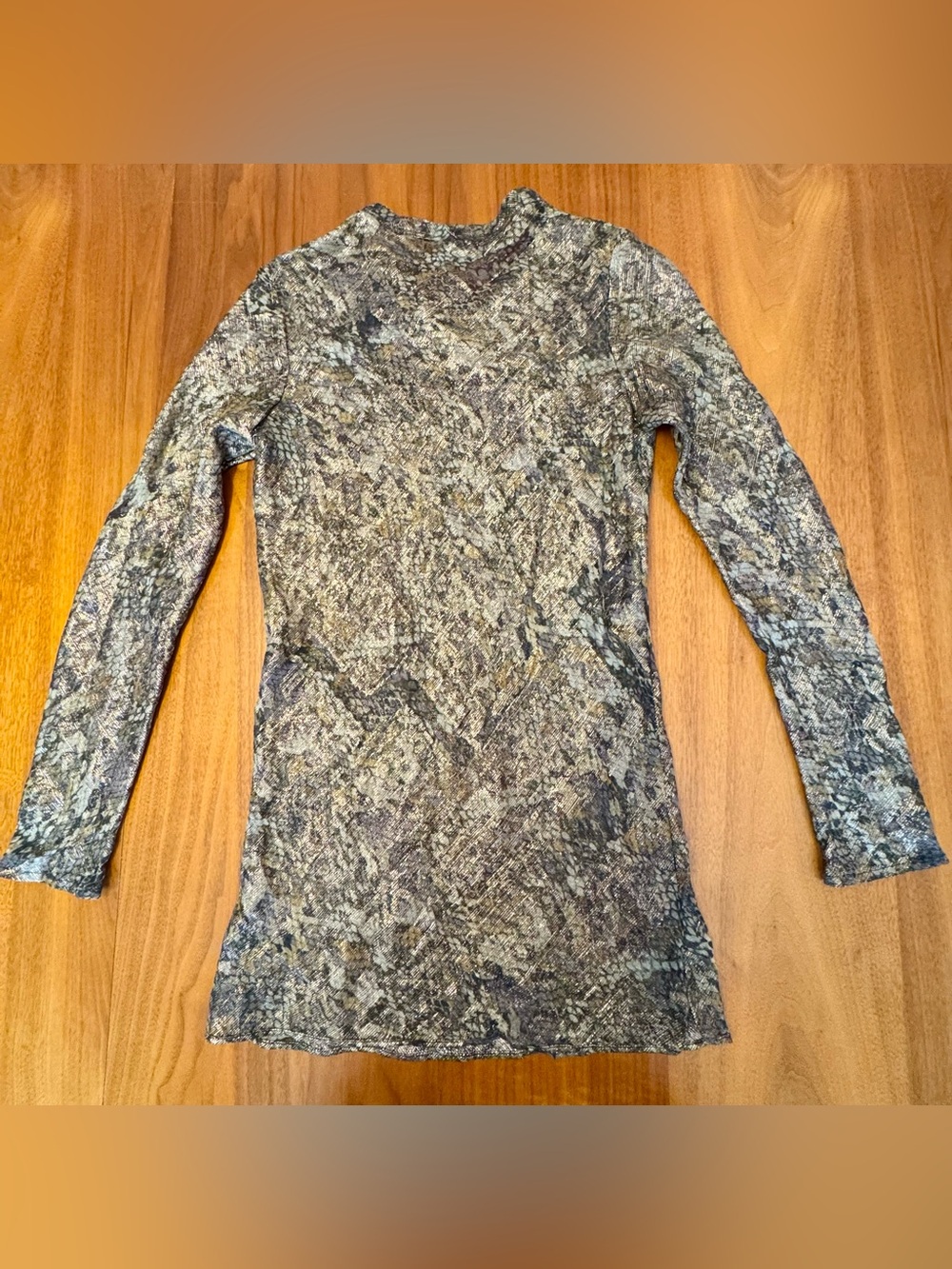 Isabel Marant Brown, Gray, Purple Snake-Print Long Sleeve Metallic Top, Size 36 - Picture 10 of 13
